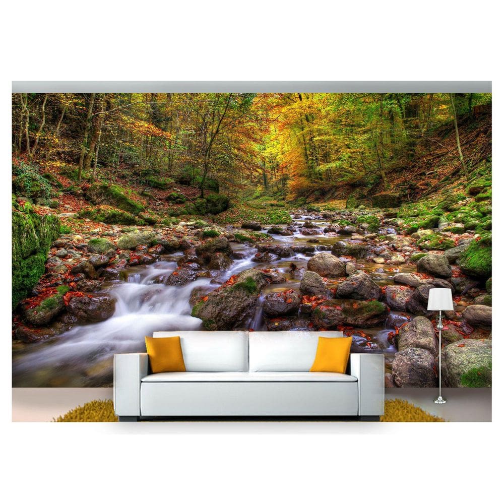 Papel De Parede Cachoeira Natureza Outono 3D Nch136