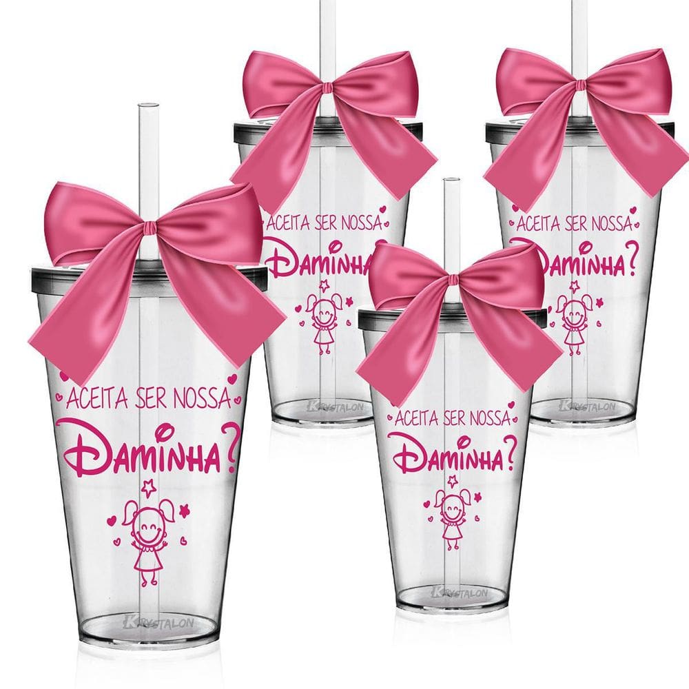 Kit 4 Copos Lembrancinha Personalizado Daminha - Casamento