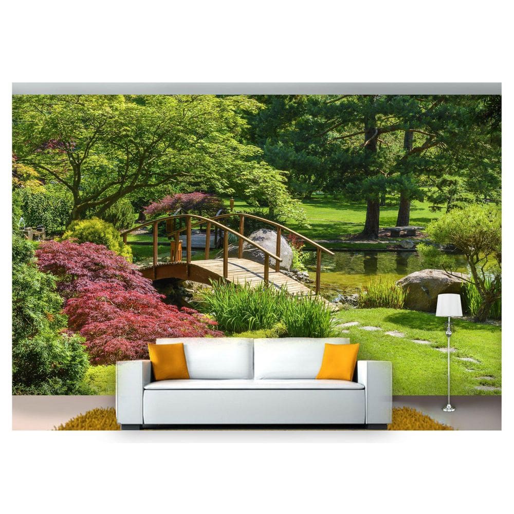 Papel De Parede Jardim Japonês Árvore 3D Jjp01