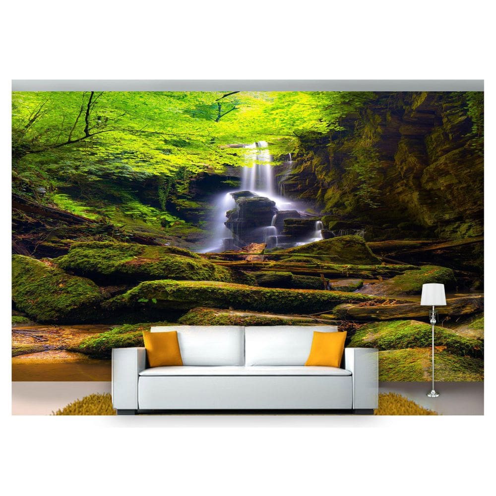 Papel De Parede Cachoeira Natureza Mata 3D Nch126