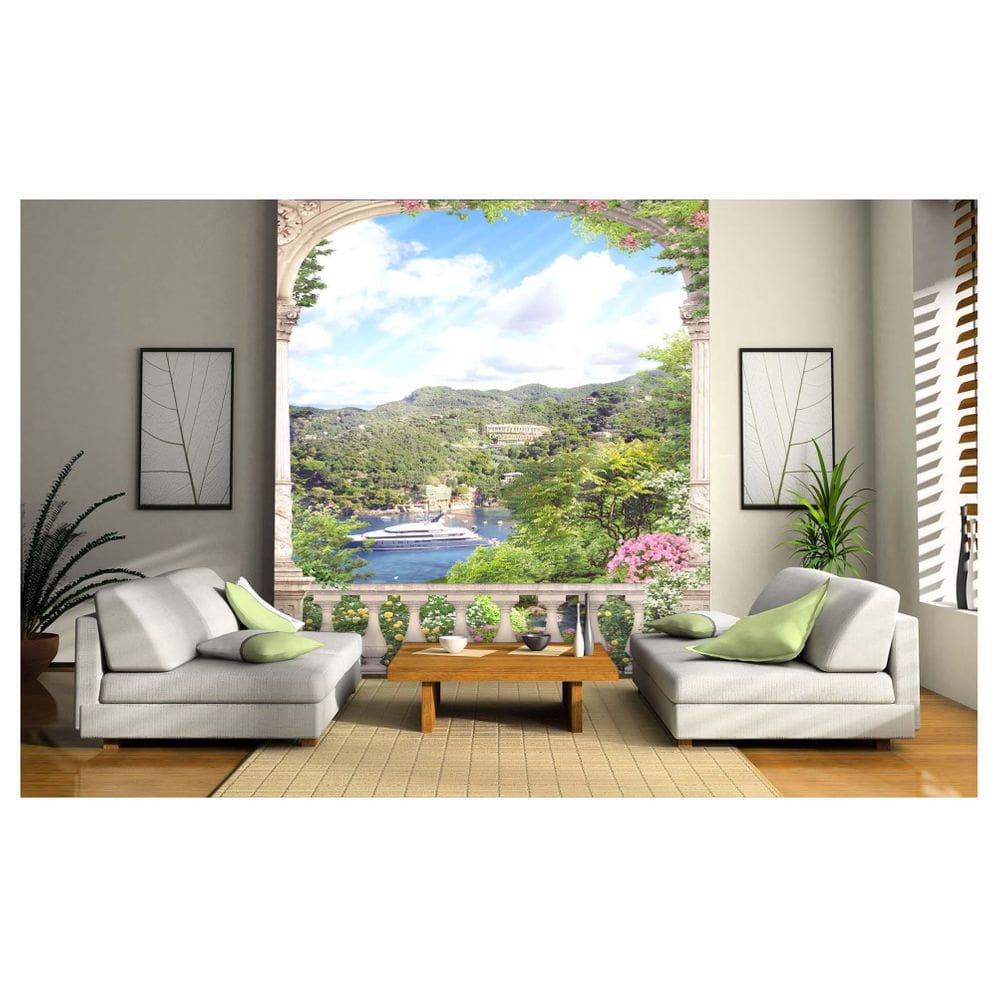 Papel De Parede Paisagem Digital Jardim Mar 3D Dav46