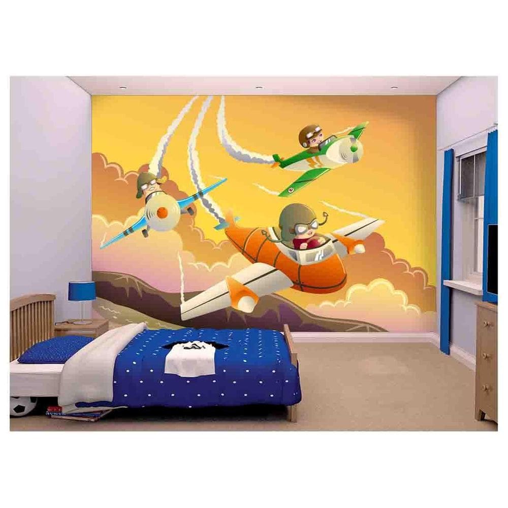 Papel De Parede Infantil Aviões Voando Kids Azs81