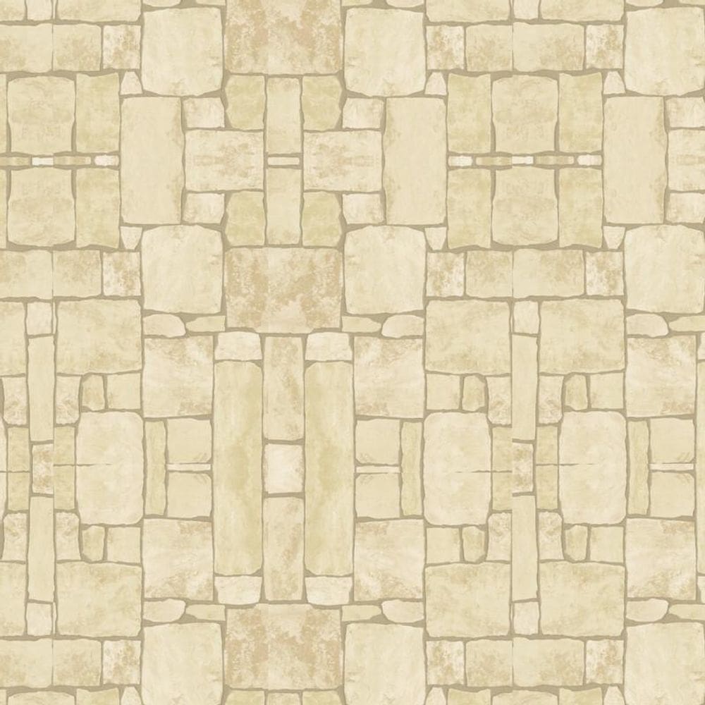 Papel De Parede Pedra Tijolos Irregulares Tons Claro Adesivo