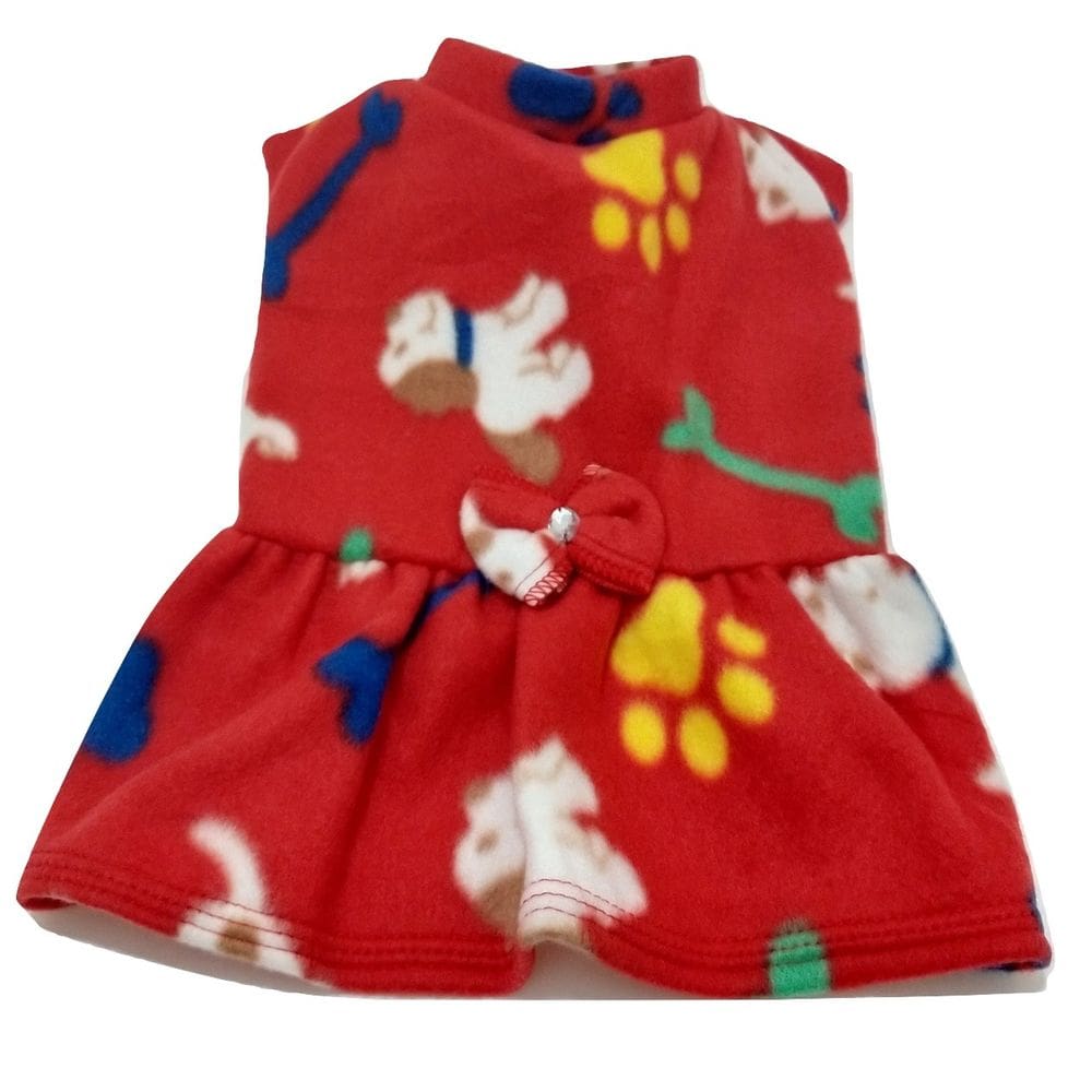 Vestido de inverno soft cachorro vermelho estampado tam M