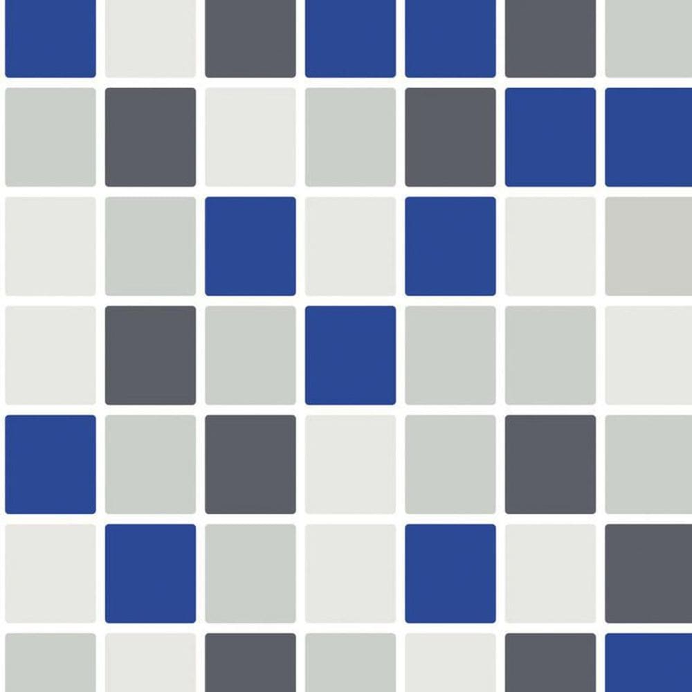 Papel Parede Pastilha Azul E Cinza Adesivo Cozinha Banheiro