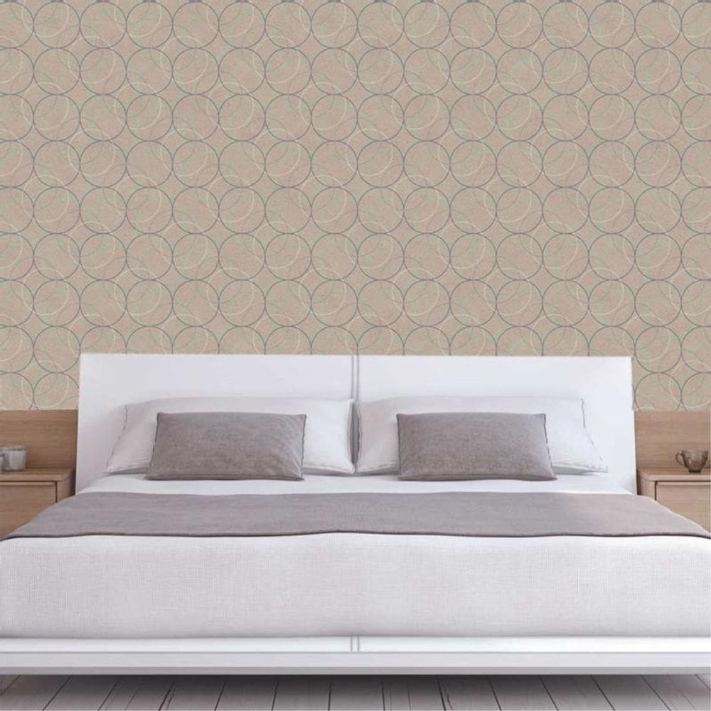 Papel De Parede Geométrico Marrom Chocolate Círculos Adesivo