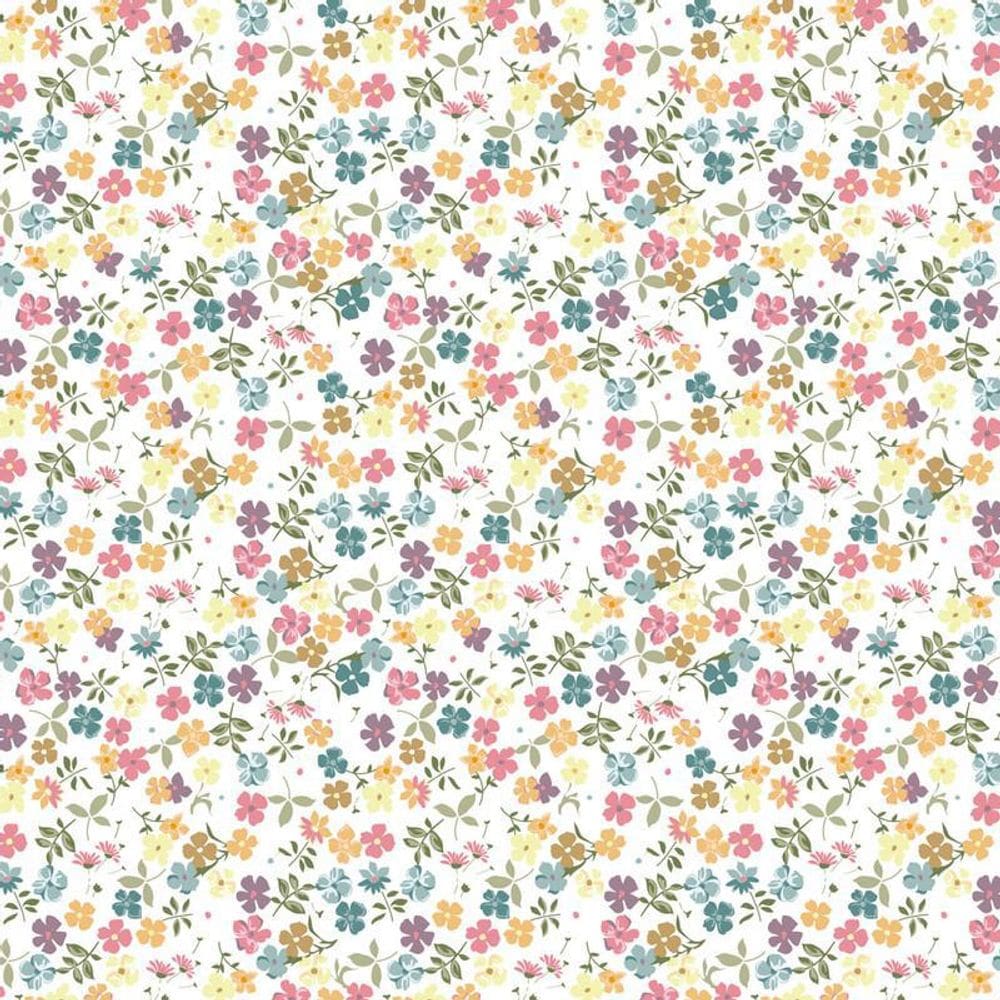 Papel Parede Flores Coloridas Com Fundo Branco Adesivo Sala