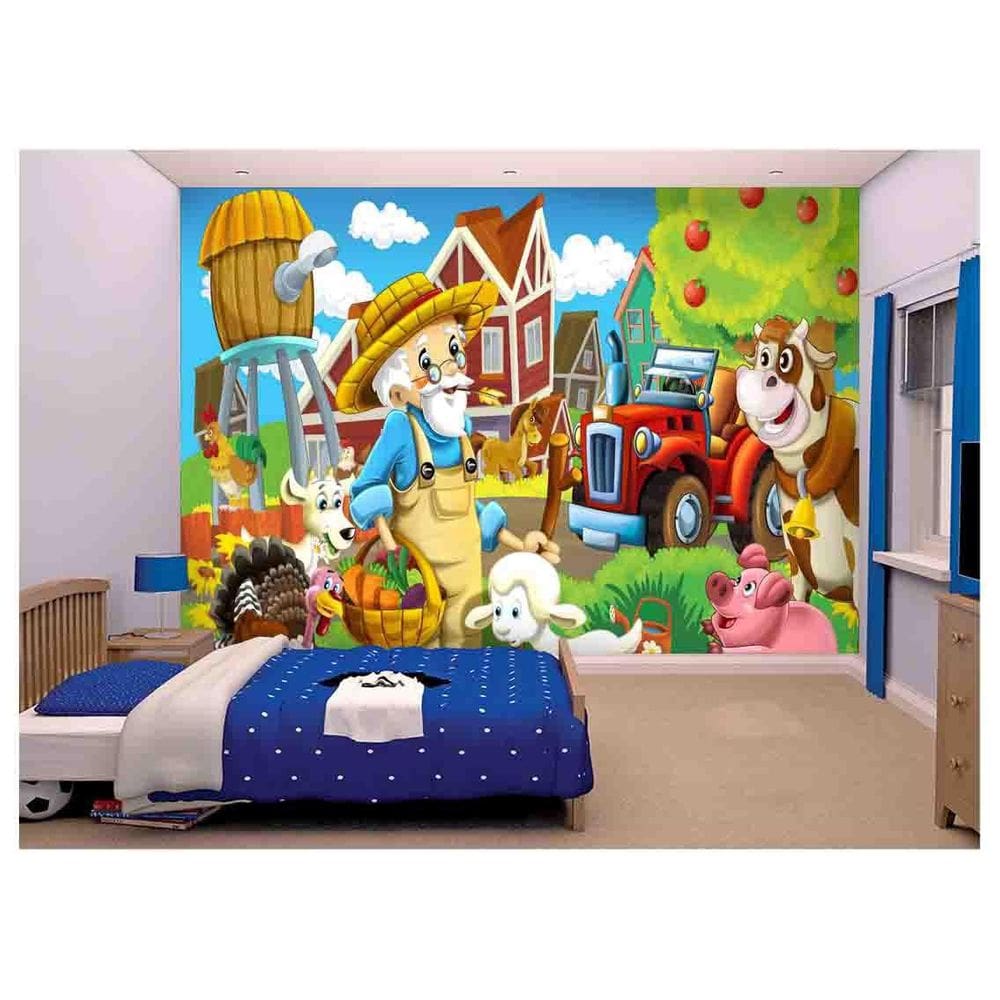 Papel De Parede Infantil Fazendinha Animais  Azs164