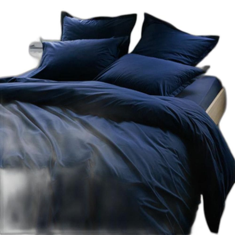 Jogo De Cama Casal Queen Marinho 6 Peças Edredom 260X260Cm