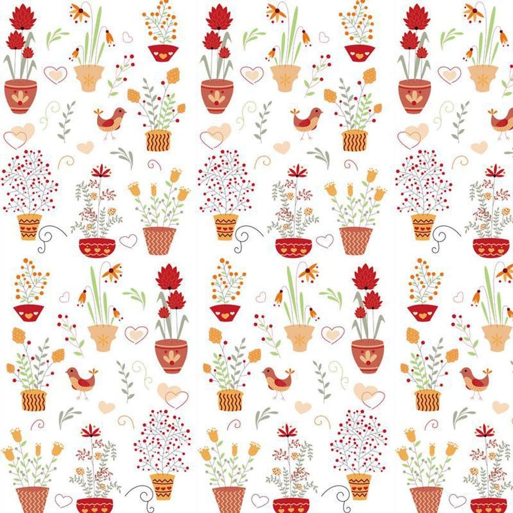 Papel Parede Flores Coloridas No Vaso Autocolante Decorativo