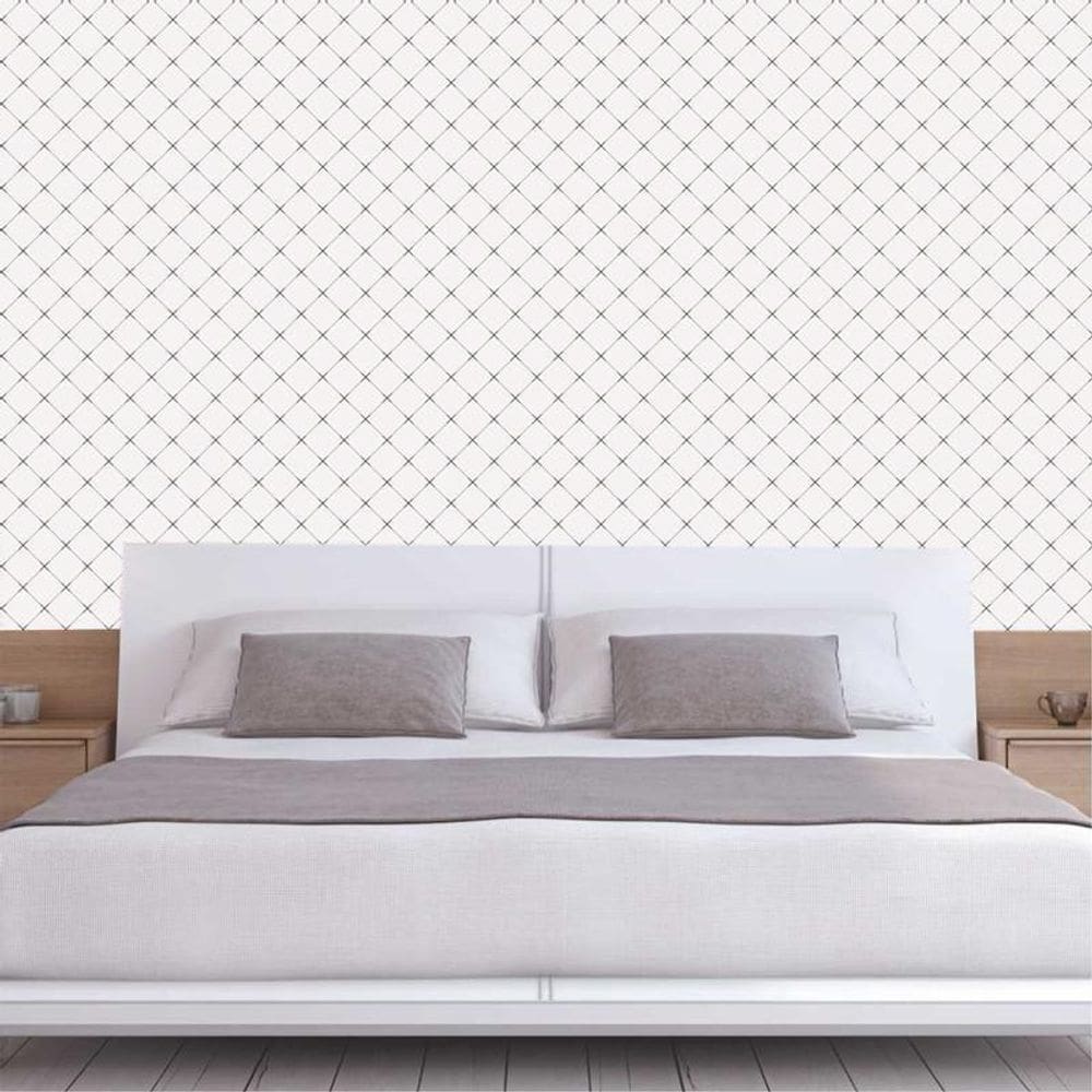 Papel De Parede Geométrico Quadrados Linhas Autocolante Sala