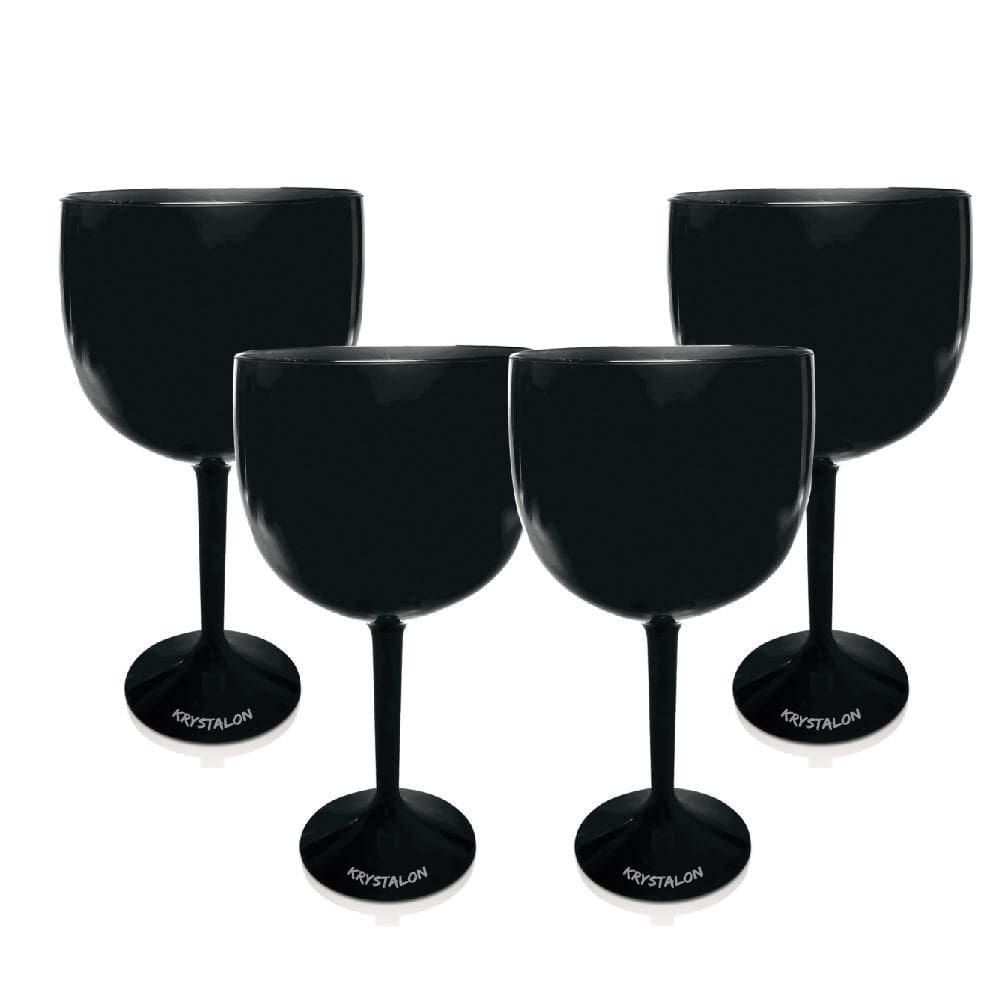 Kit 4 Taças Gin Pretas Acrílico Poliestireno