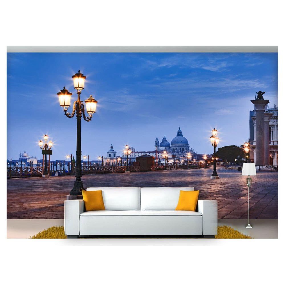 Papel De Parede Cidade Veneza Poste Luzes 3D Ncd166