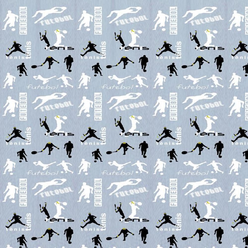 Papel De Parede Cinza Autocolante Futebol Tênis Decorativo