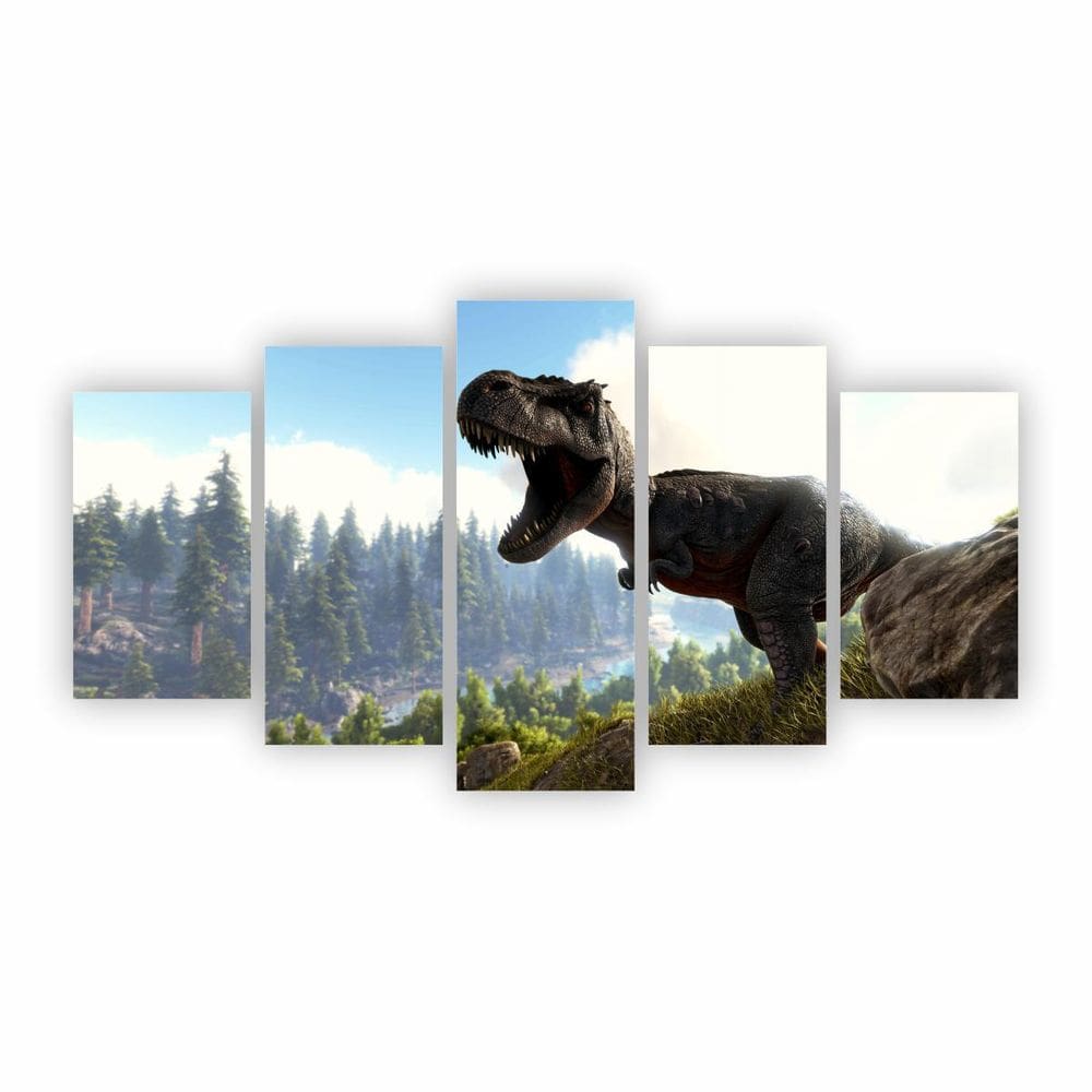 Quadro T Rex Dinossauro Paisagem Decorativo Em Tela Canvas
