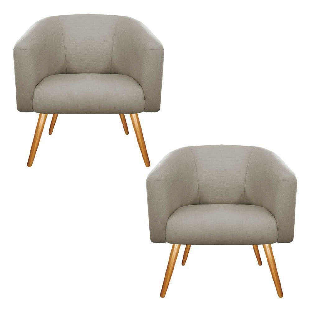 02 Poltronas Luiza Palito Mel Linho Bege