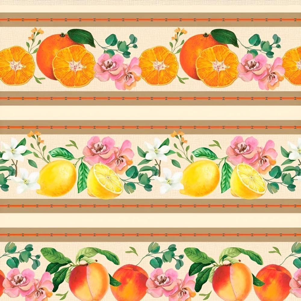 Barrado Tricoline 100% Algodão Pano D Frutas Com Flores