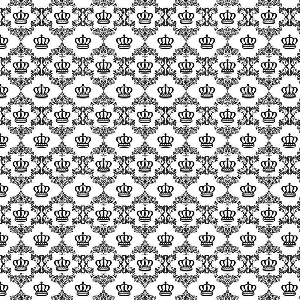 Papel De Parede Branco Com Coroas Pretas Adesivo Infantil