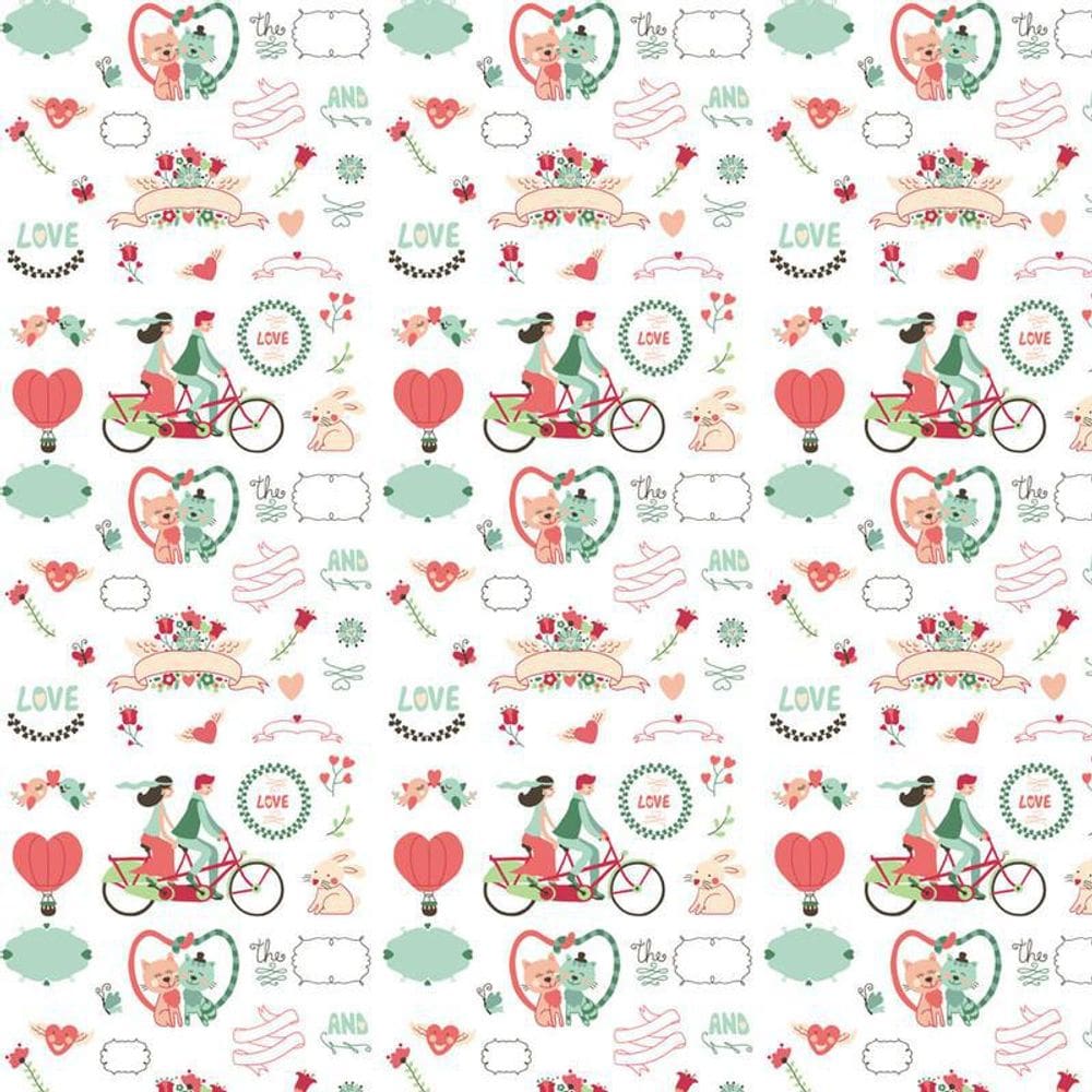 Papel De Parede Love Amor Flores Pássaros Coloridos Adesivo