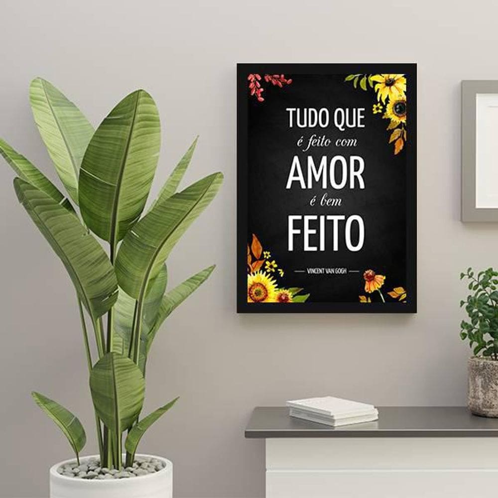 Quadro Decorativo Feito Com Amor É Bem Feito 34x23cm