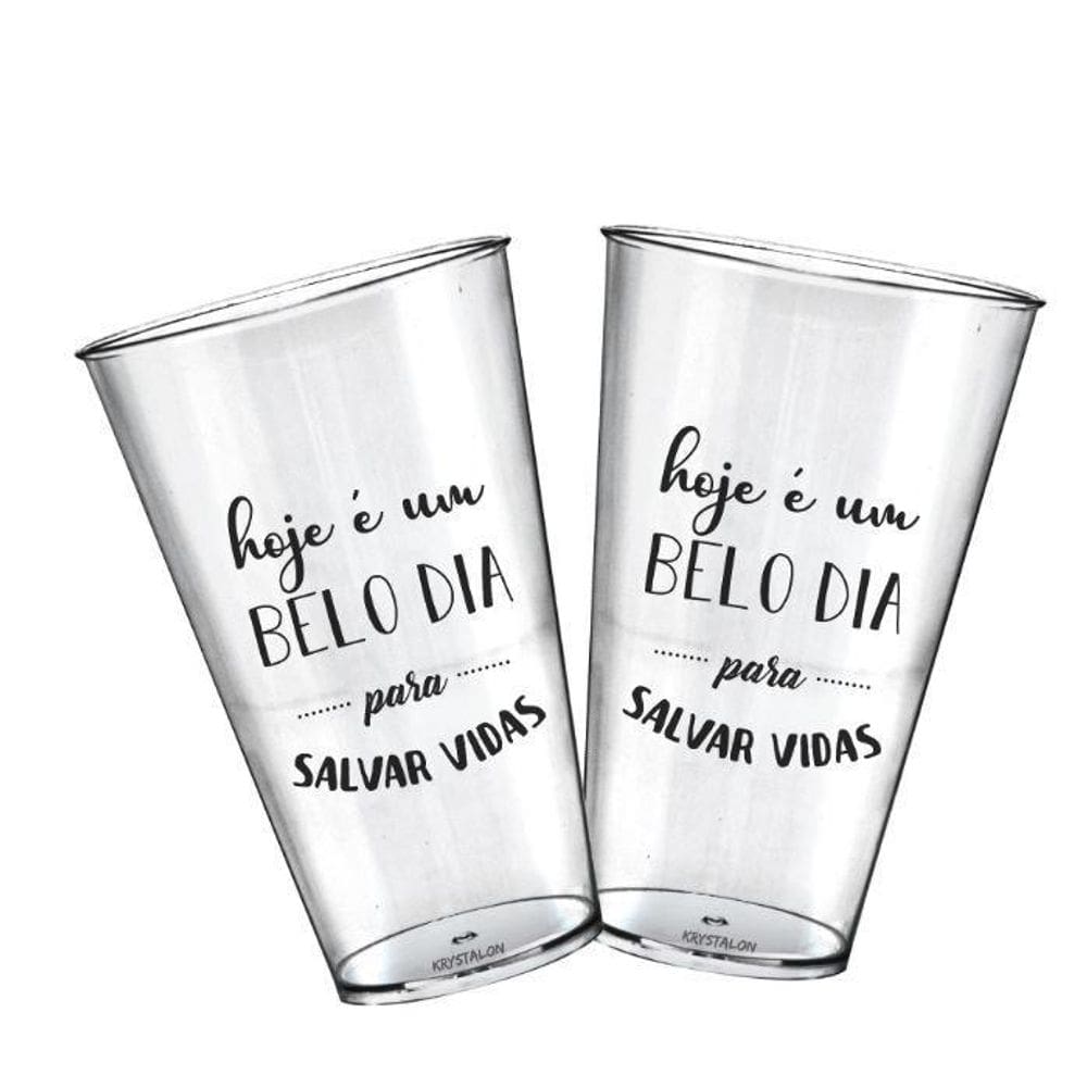 Jogo 2 Copos 550 Ml Personalizados Transparente Salvar Vidas