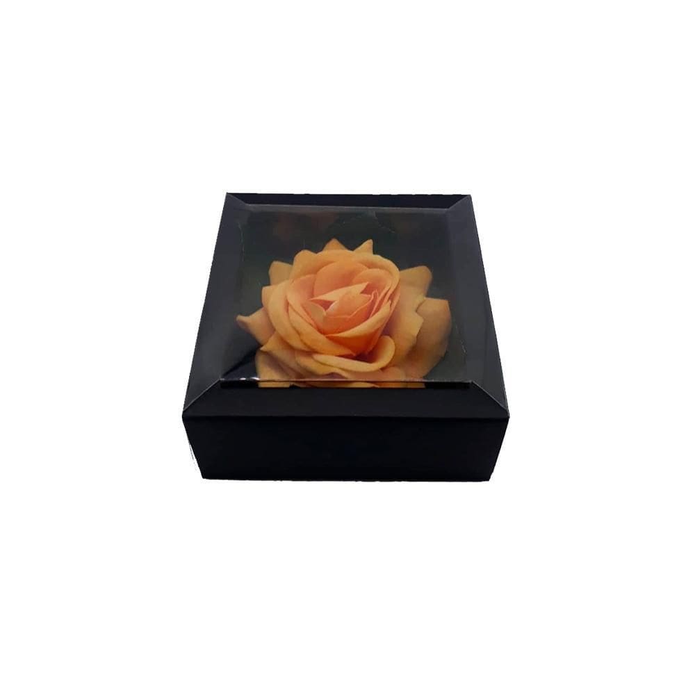 Caixa Para Presente Com Rosa Encantada Amor Lindo Laranja