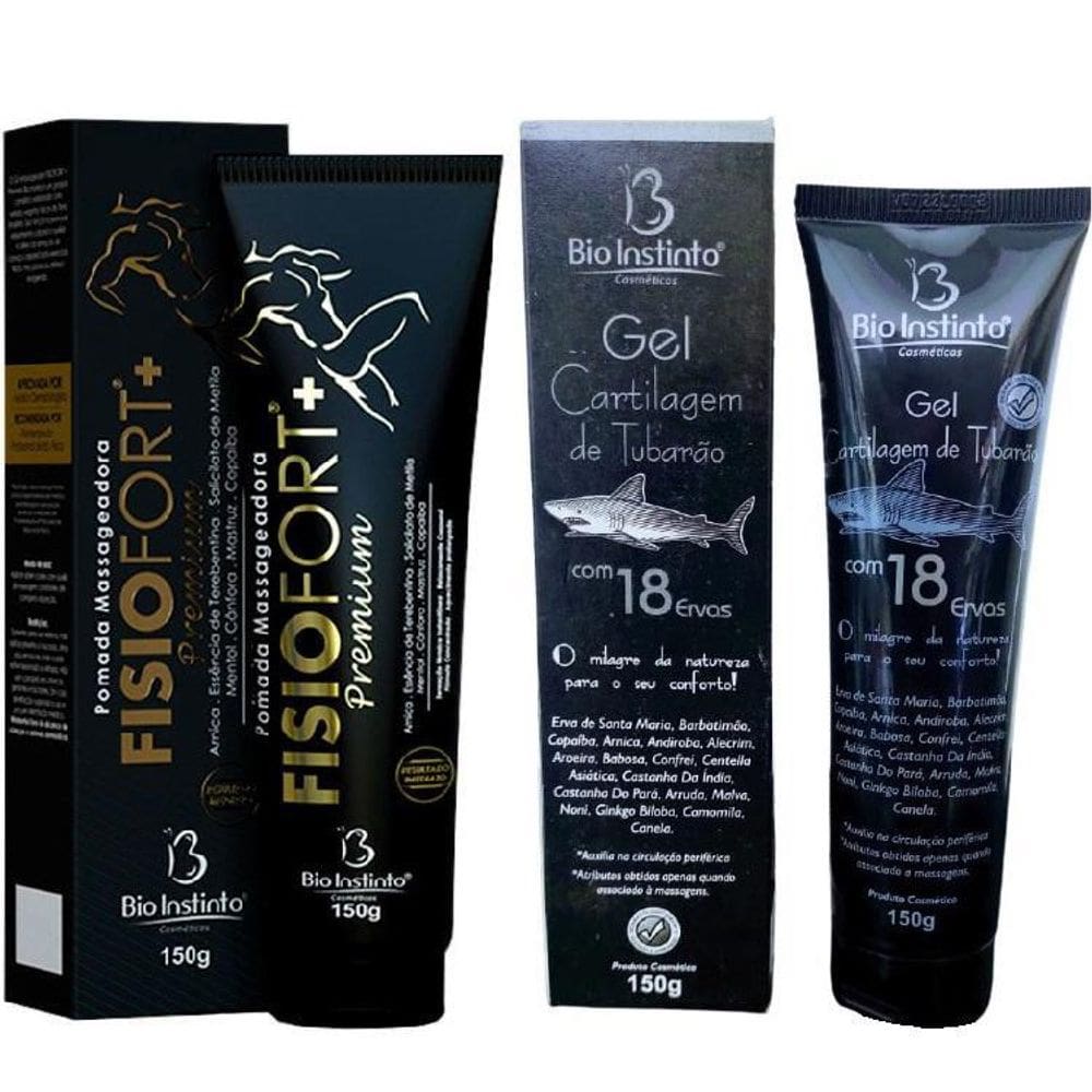 Kit 5 Pomada Fisiofort Premium + 5 Gel Cartilagem De Tubarão