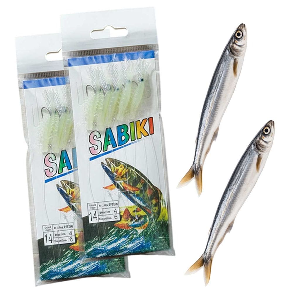Isca Artificial Pescaria Sabiki Kit 2 Uni Camarao Anzol 14 Fluorescente Lambari Robalo Tainha Mar Mangue Pesca Noturna