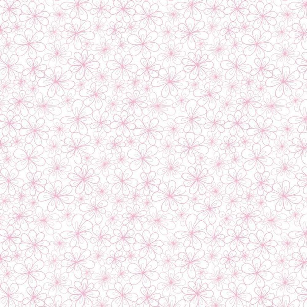 Papel De Parede Floral Rosa Fundo Branco Adesivo Sala Quarto