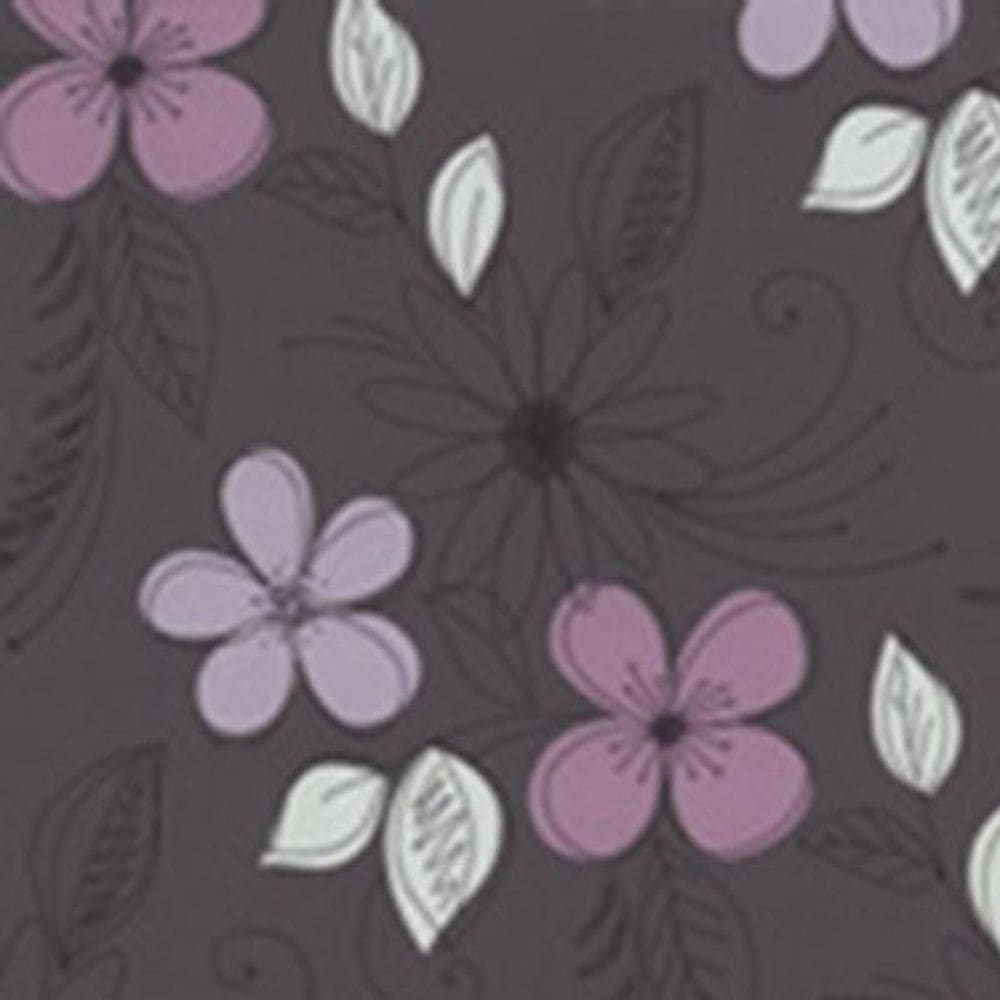 Papel De Parede K&G Emborrachado Floral Marrom Com Lilas