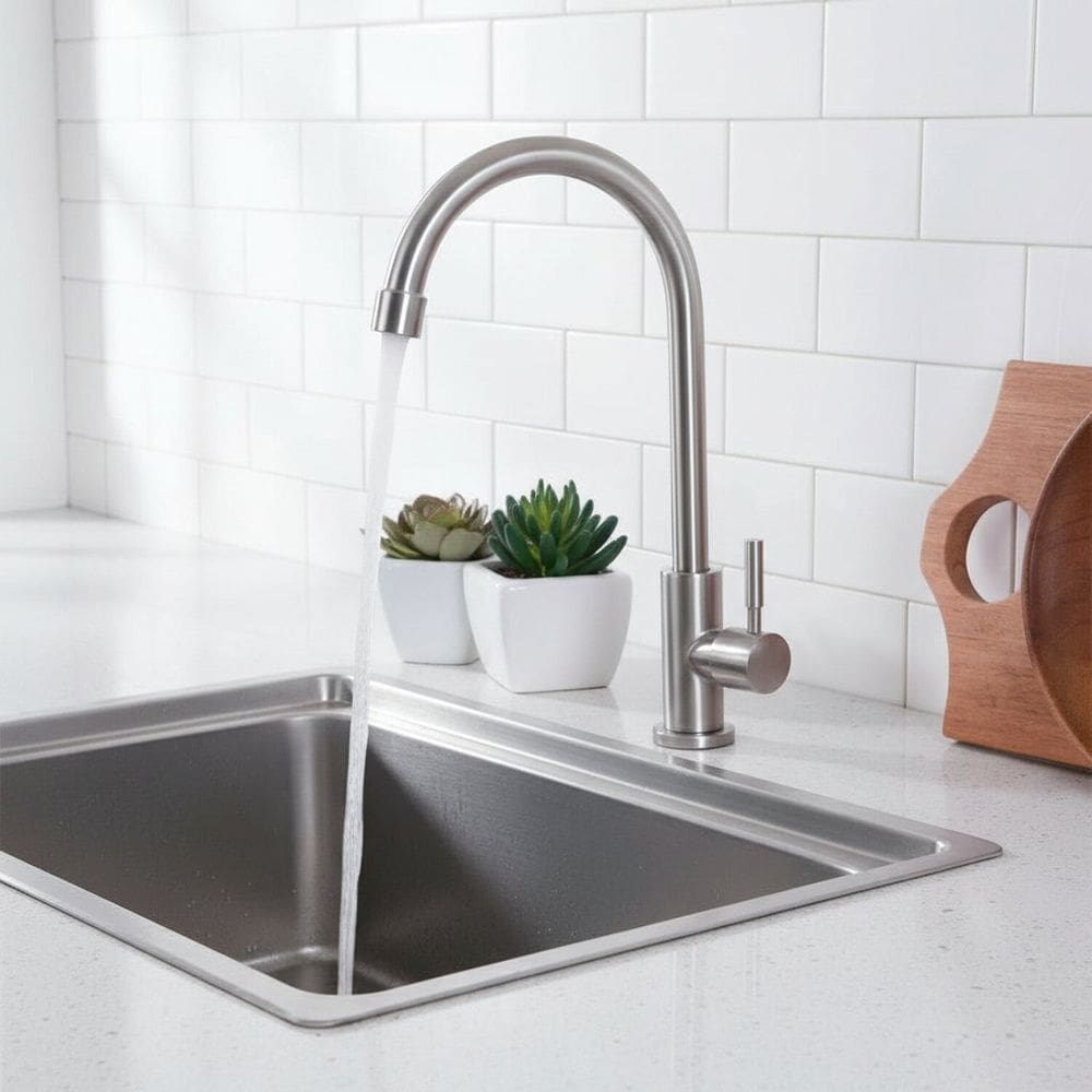 Torneira Gourmet Importada em Aço Inox Escovado Sofisticação Resistência Tall 30cm Cozinha Cromado