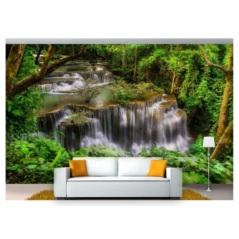 Papel De Parede Cachoeira Natureza Mata 3D Nch171