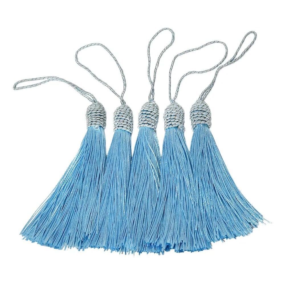 100 Tassels 9Cm Poliéster: Charme Artesanal E Vend Azul Bebê