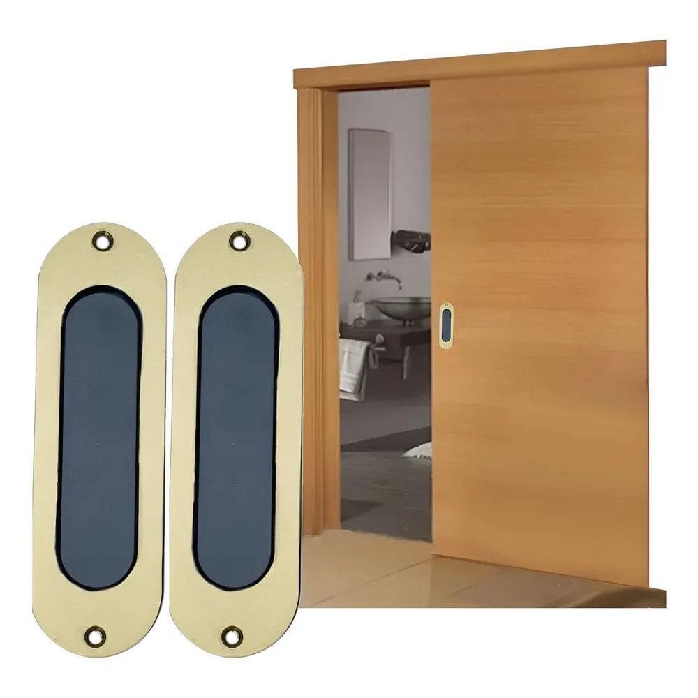 Puxador Concha Porta Correr Alu Dourado Com Preto