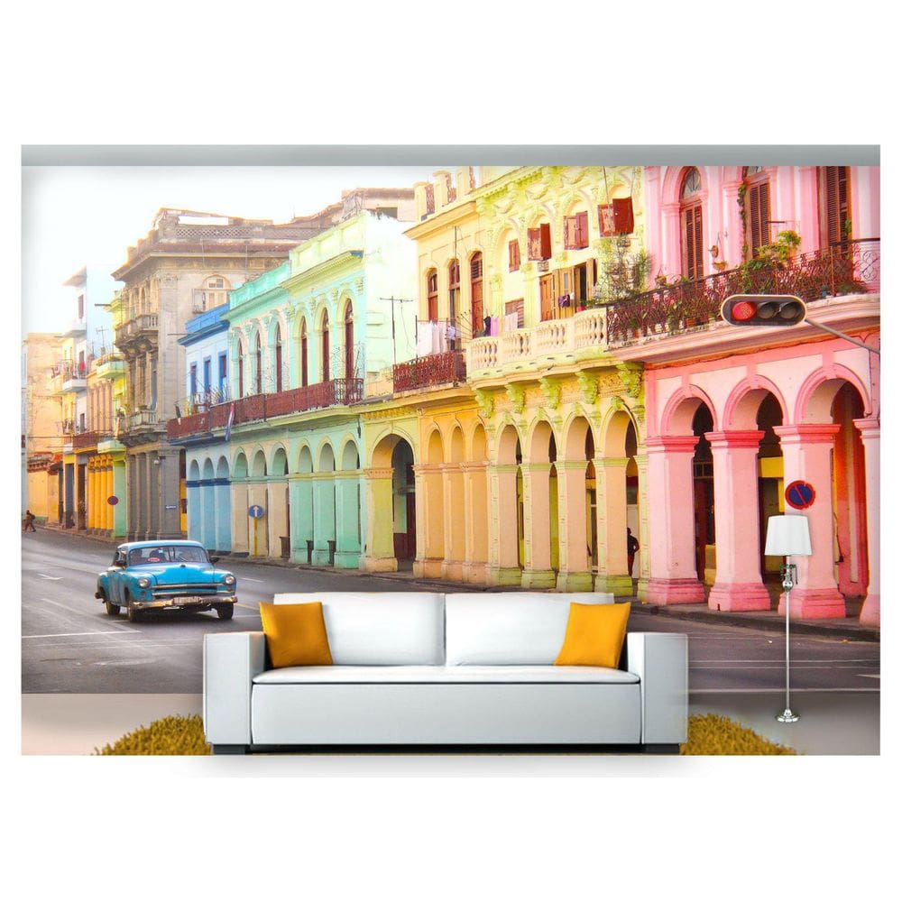 Papel De Parede Cidade Antiga Casas Coloridas  Cda36