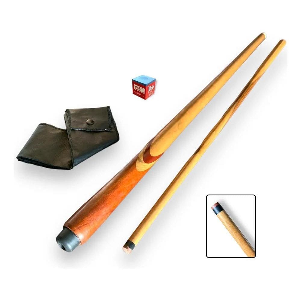 Taco De Bilhar Com Rosca, Sola De Couro E Giz