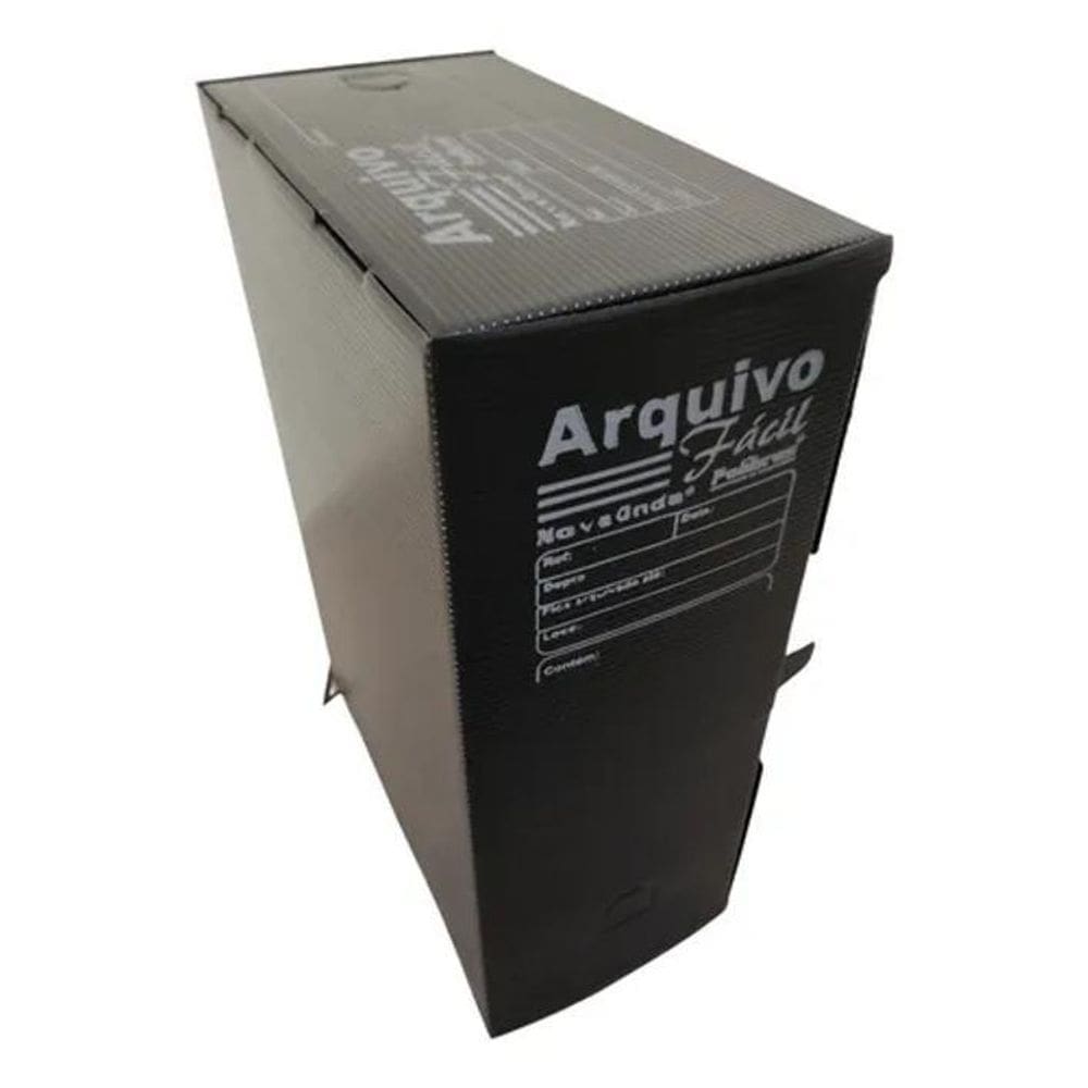 10 Caixas Arquivo Morto Polionda Preto Ofício - Organize Já
