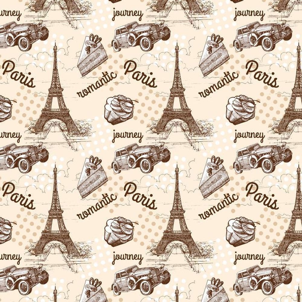 Papel Parede Paris Romântica Torre Eiffel Carro Bolo Viagem