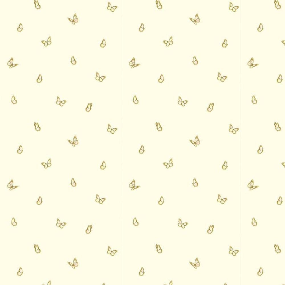 Papel De Parede Borboletas Fundo Amarelo Decorativo Adesivo