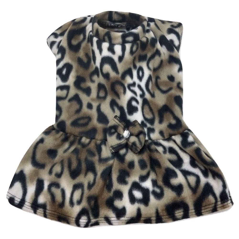 Vestido de inverno soft para cachorro estampa onça tamanho M