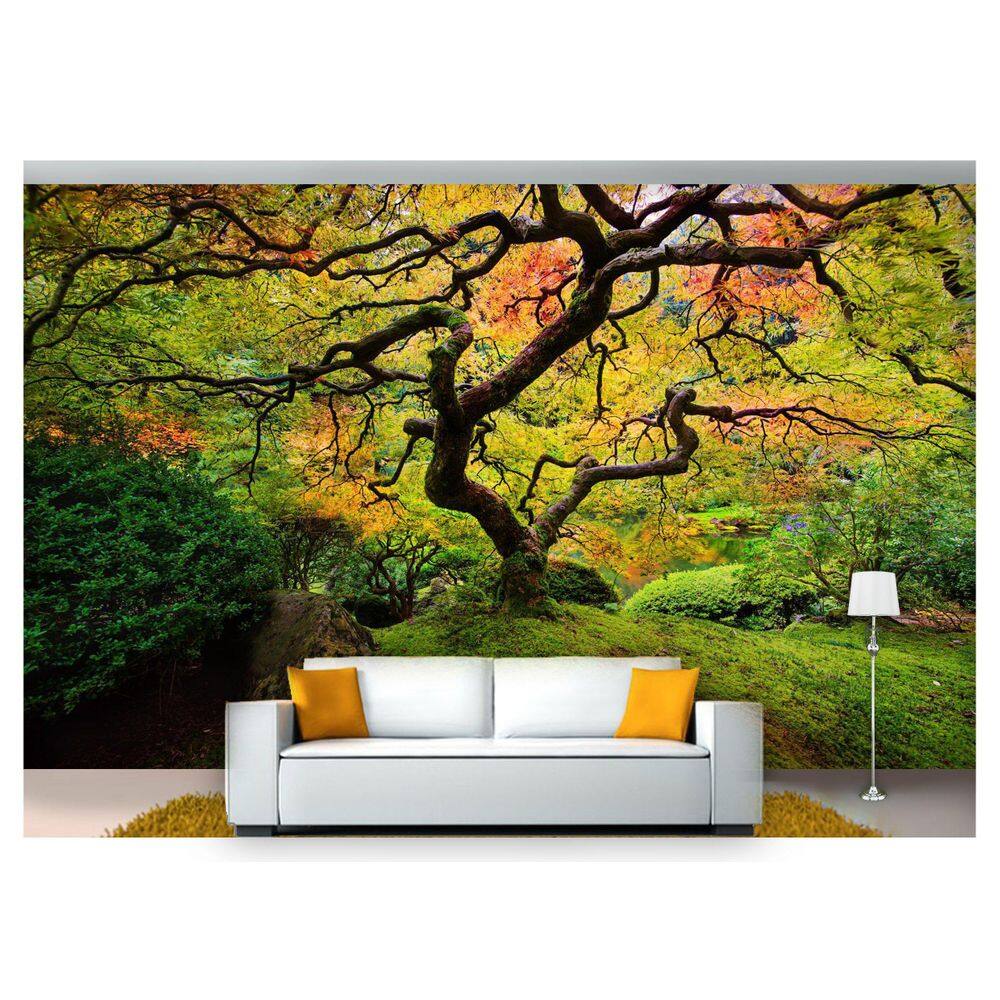 Papel De Parede Jardim Japonês Árvore 3D Jjp07