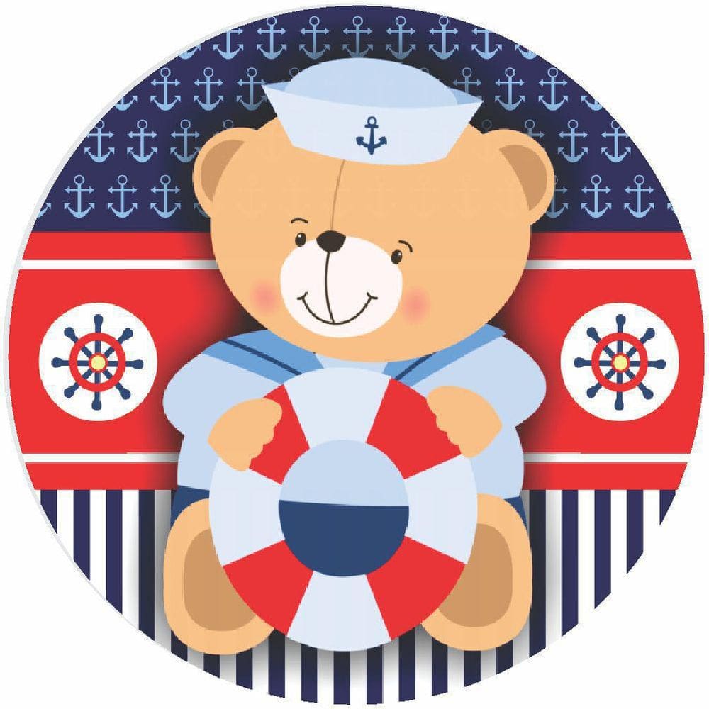 Painel Redondo De Festa Ursinho Marinheiro 150X150 - Urm01