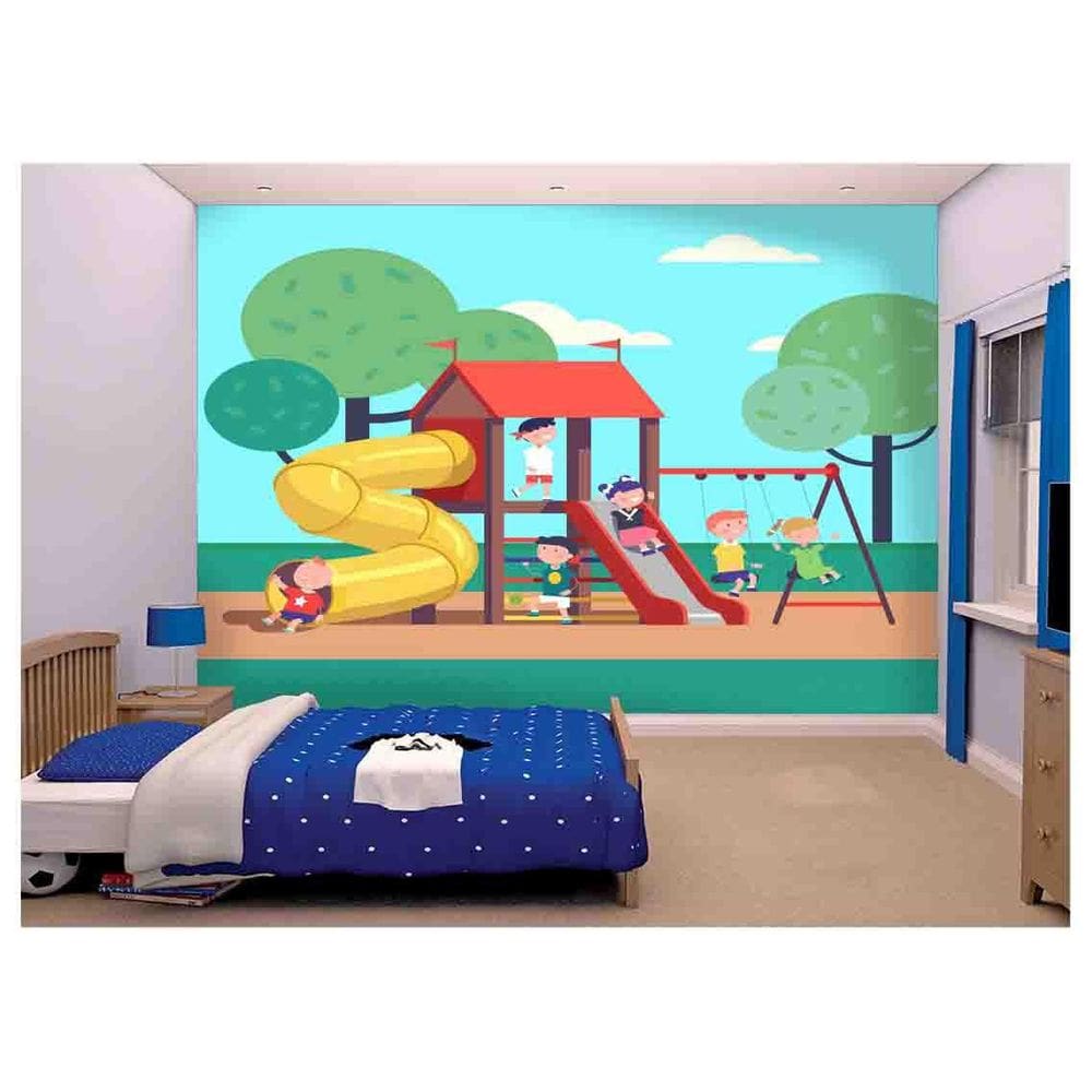 Papel De Parede Infantil Crianças Parquinho  Azs101