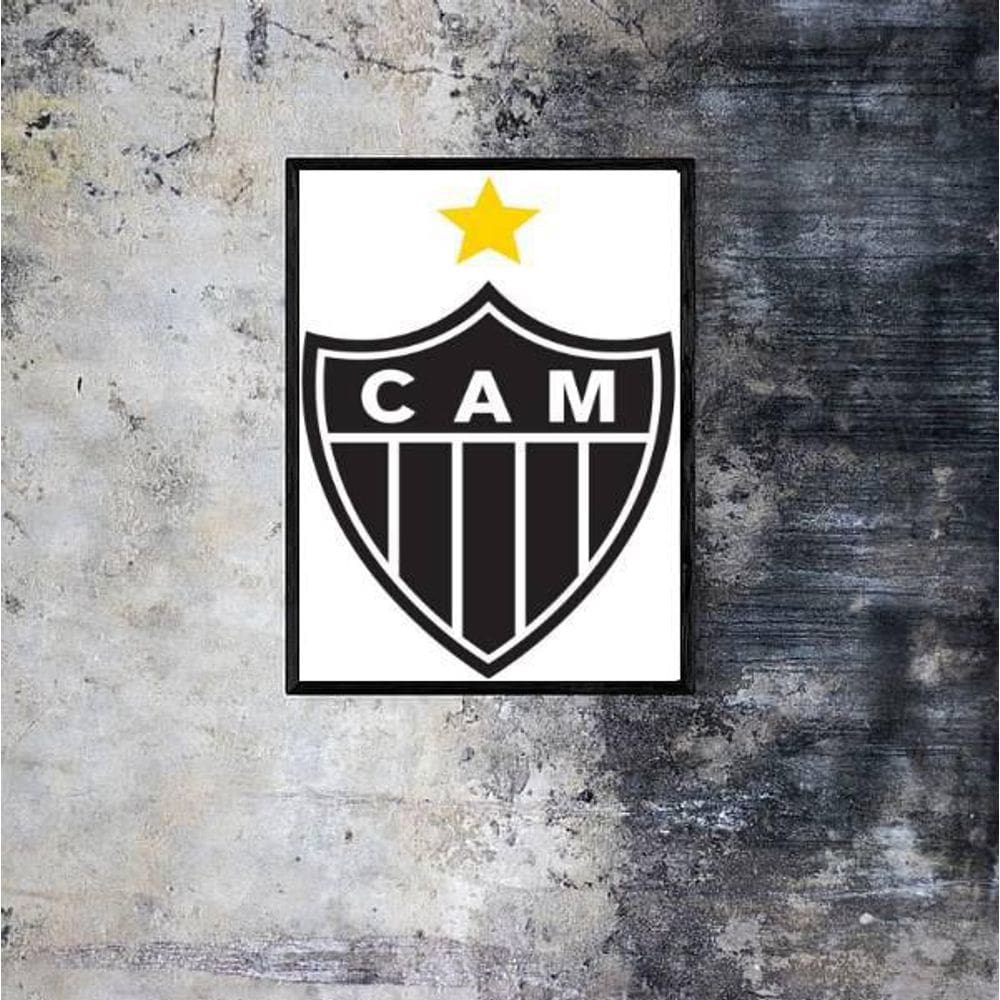 Quadro Decorativo Escudo Atlético Mg Fundo Branco
