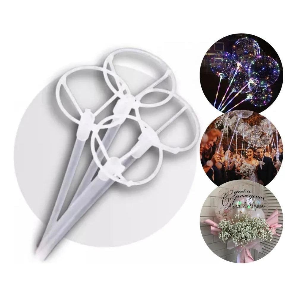 50 Varetas Pega Balão Metalizado/Bubble 50Cm Luxo