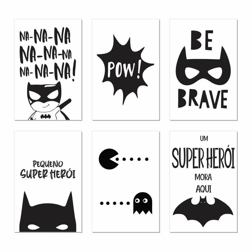 Kit 6 Placas Decorativas Be Brave