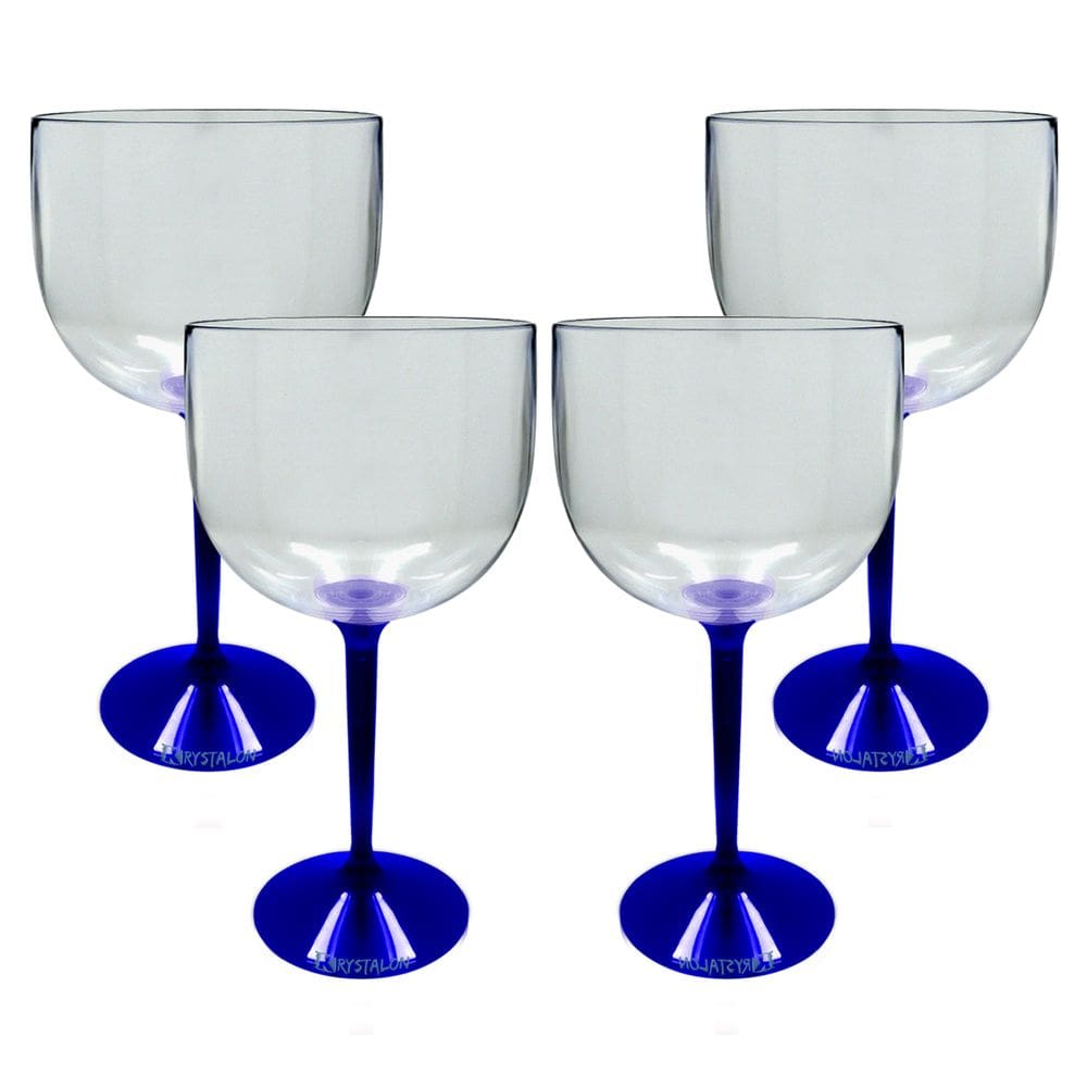 Kit 4 Taças Bicolor Acrílico 550 ml Base Azul
