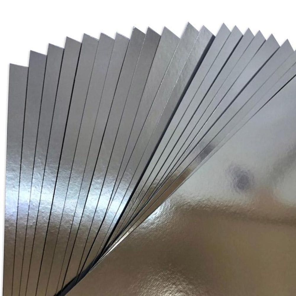 Papel Laminado Prata 180G 20 Folhas 30,5X30,5Cm Ref Pld05