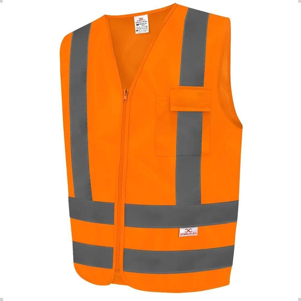 Colete Refletivo Laranja Alta Visibilidade Zíper Bols Xg