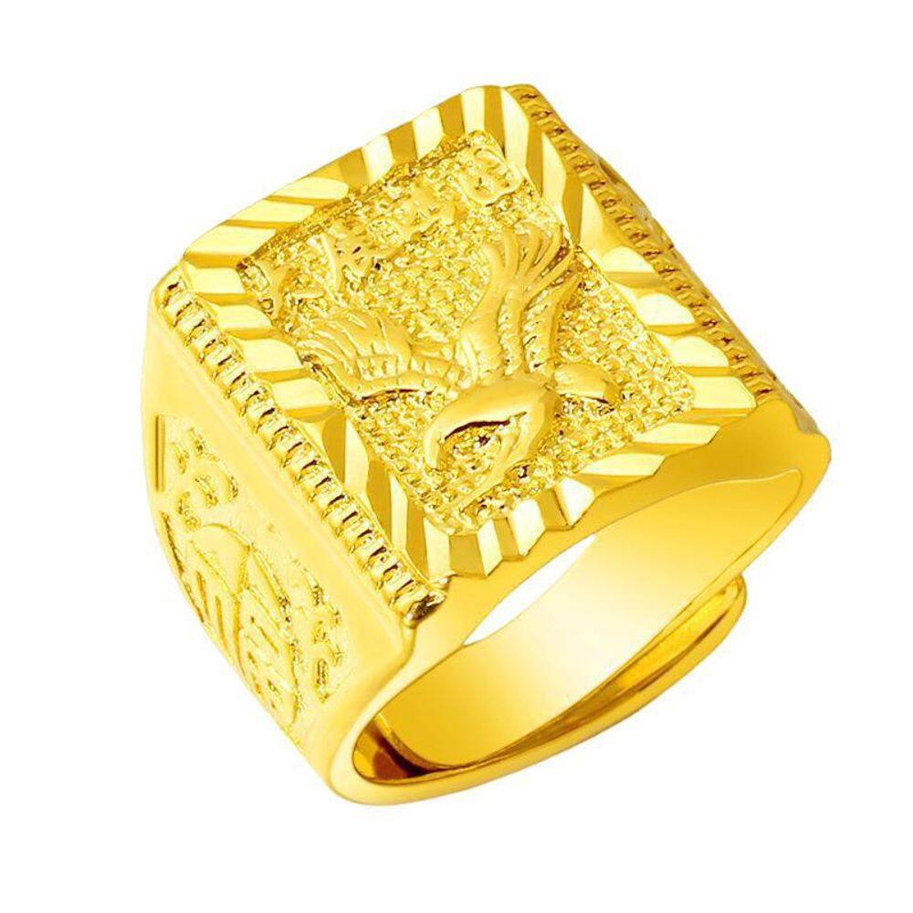 Anel Banhado A Ouro Ajustável Eagle Trabalhado